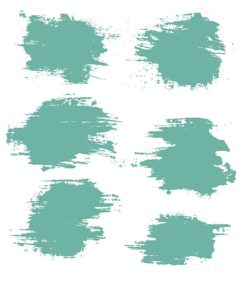 Painted turquoise grunge handmade stripe vector set