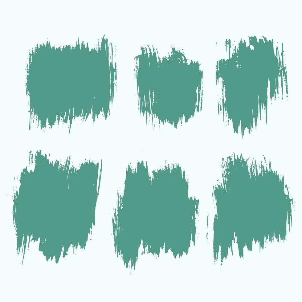Set of turquoise hand drawn creative shape brush vector illustration
