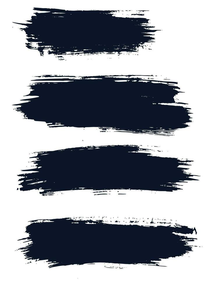 Creative black grunge brush stroke set vector