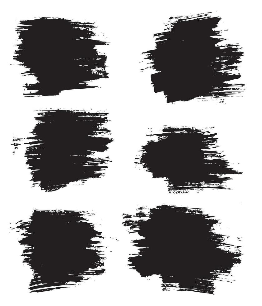 Black grunge brush stroke illustration set vector