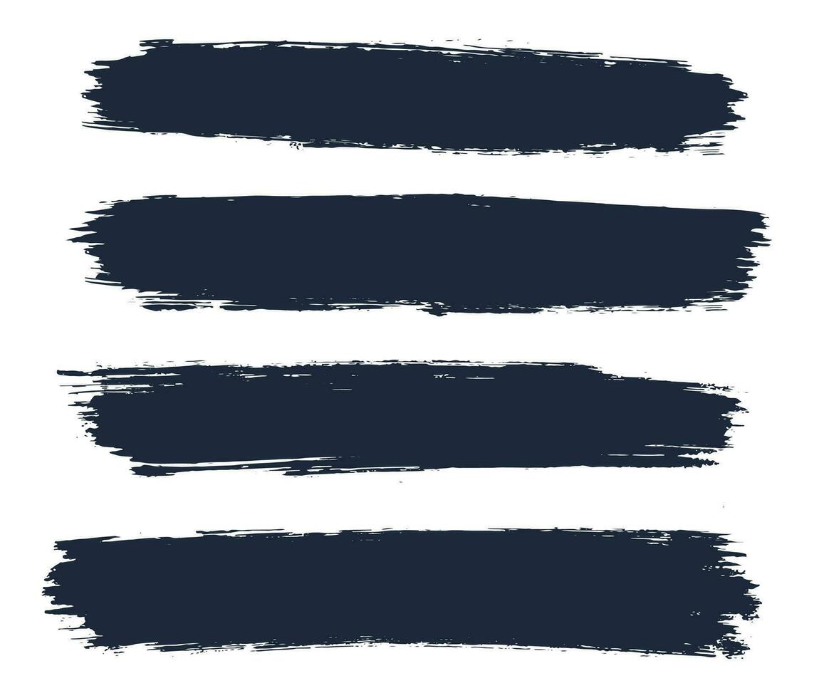 Paint ink black brush stroke lines set vector