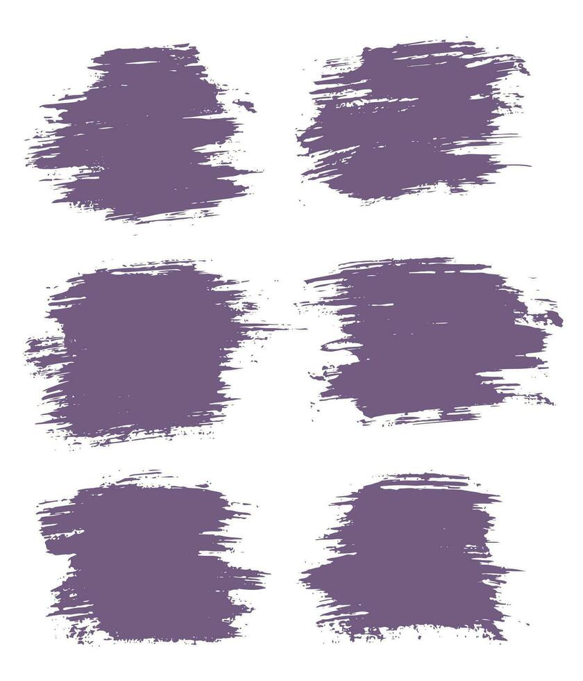 Vector set of purple color creative grunge artistic brush stroke