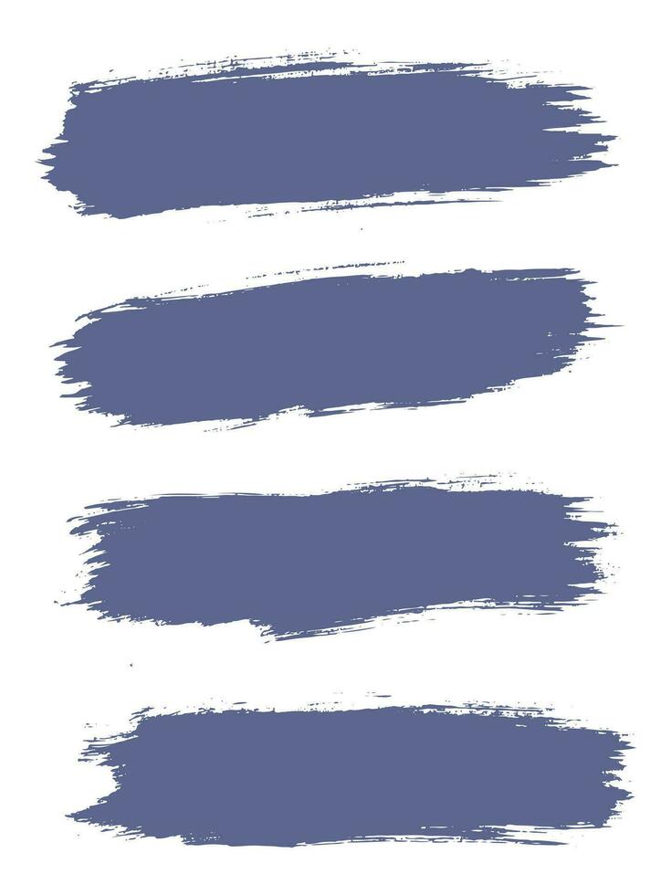 Hand painted abstract purple vector brush stroke set