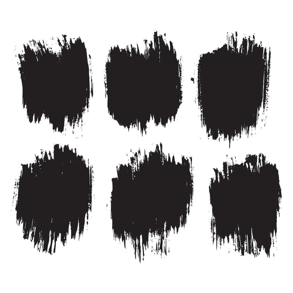 Abstract black grunge brush stroke collection vector