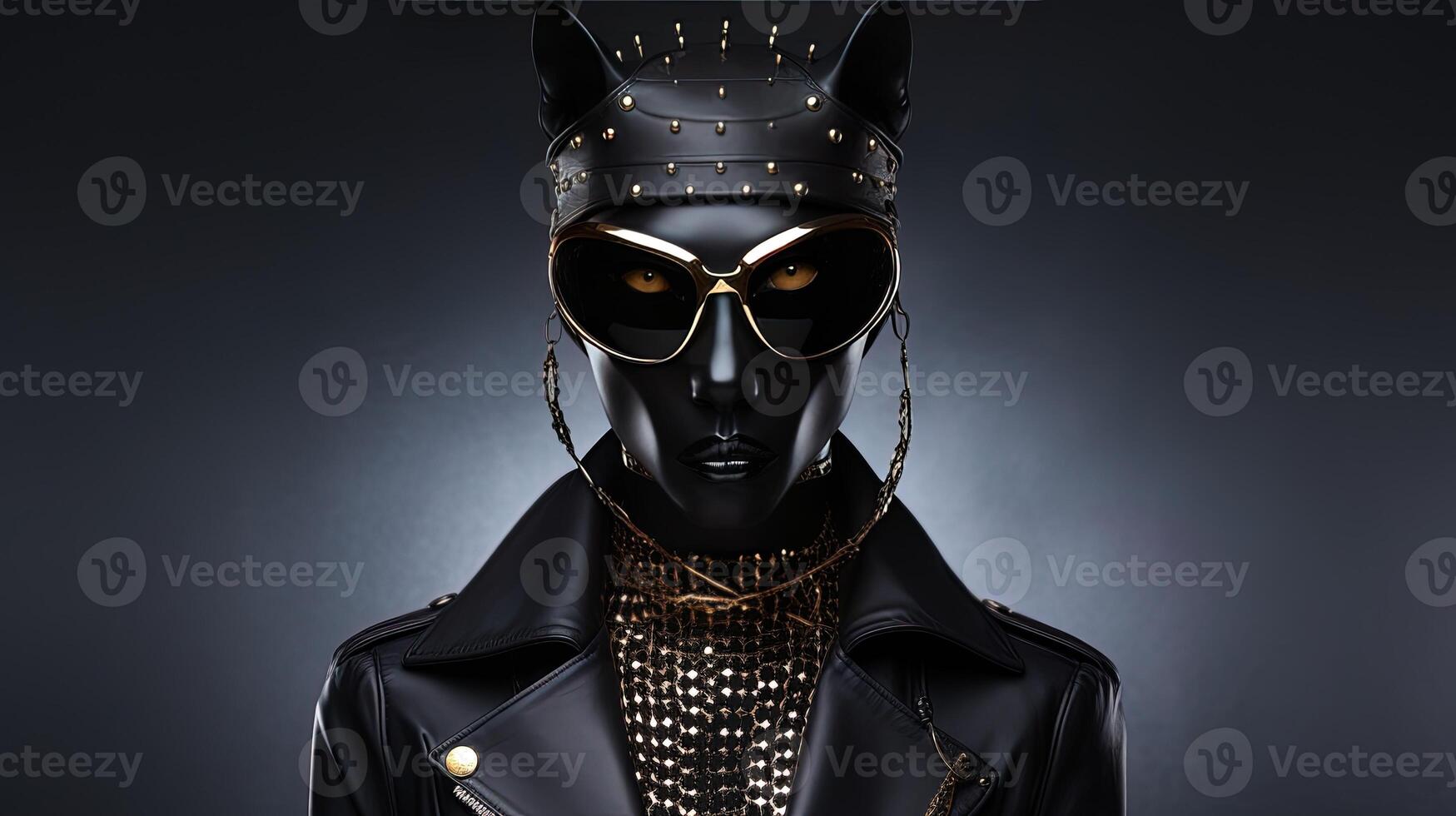 Portrait of a leopard in a jacket on a dark background. anthropomorphic leopard. AI generative photo