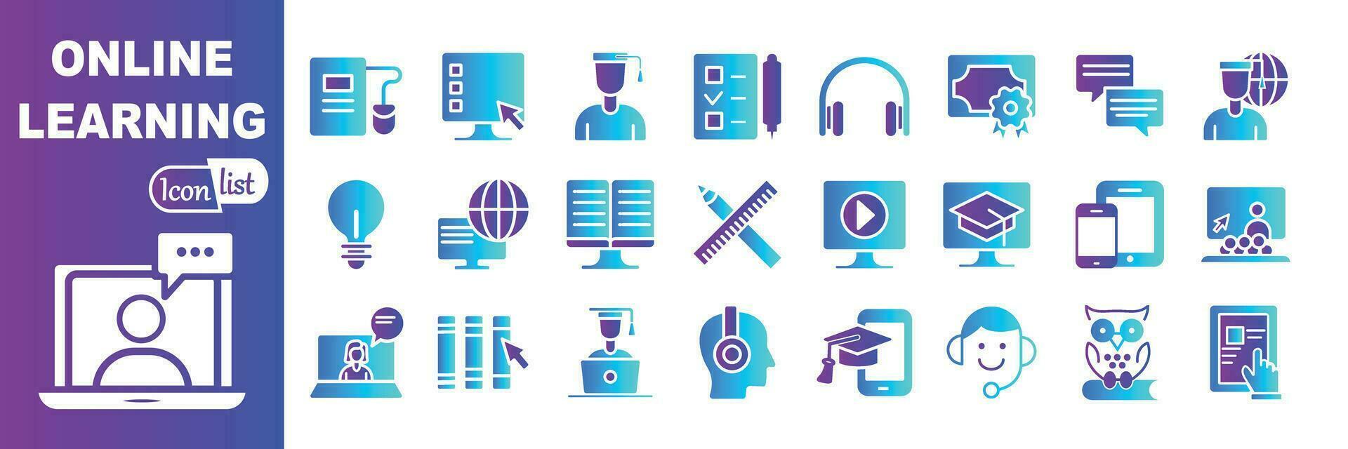 online education elements  web icon set .Simple vector illustration.