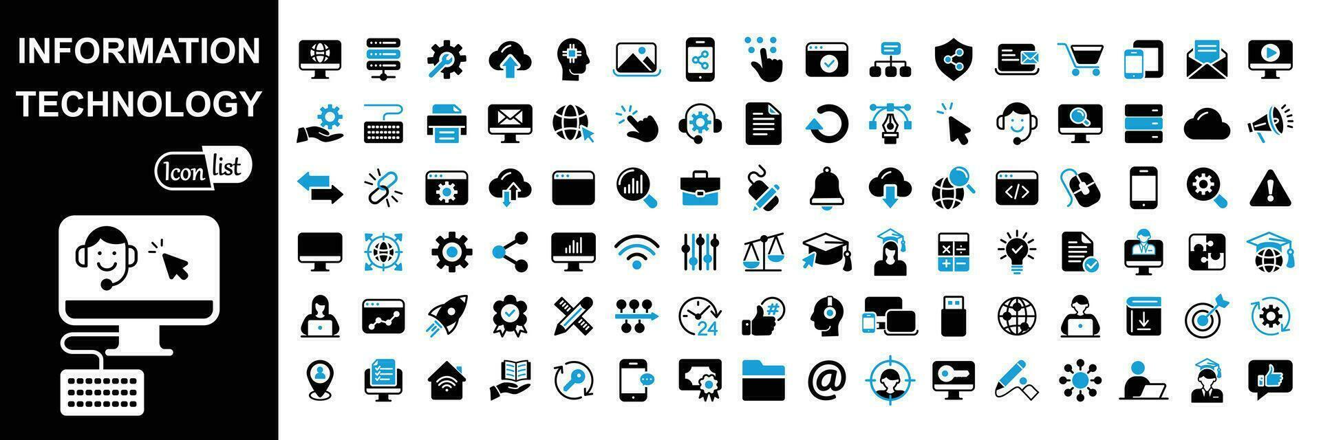 Information technology icon set with IT network system, global internet, data center, communication .Vector illustration. vector