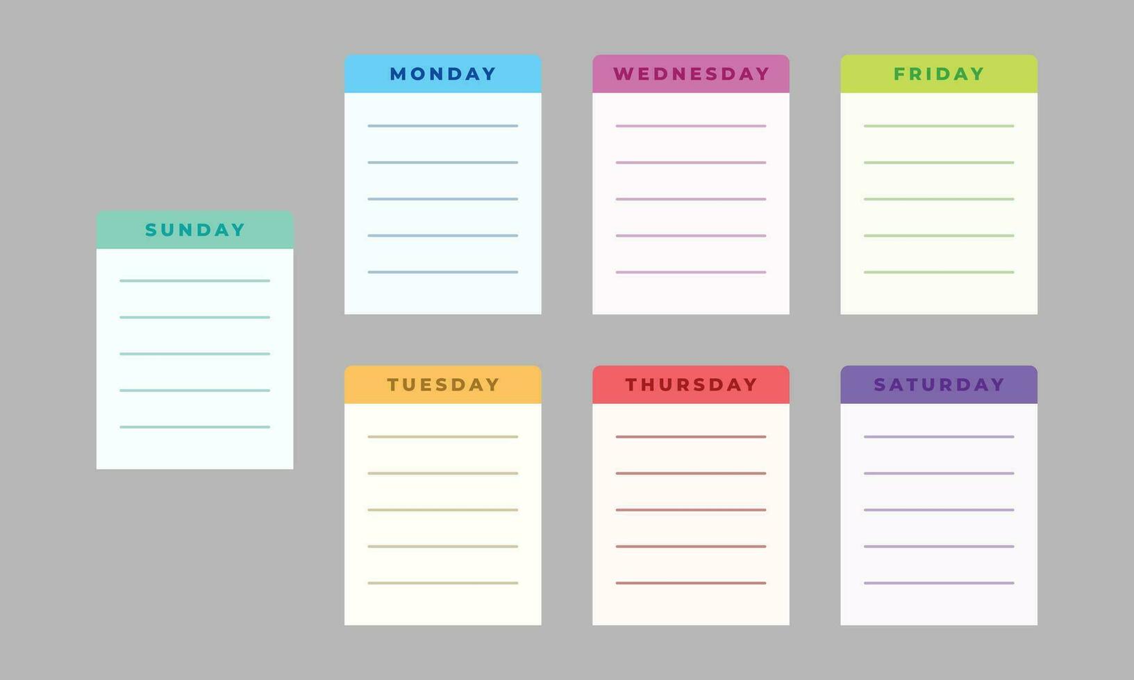 Colorful daily planner with blank page template. Minimalist vector template for schedule, planner, or note.