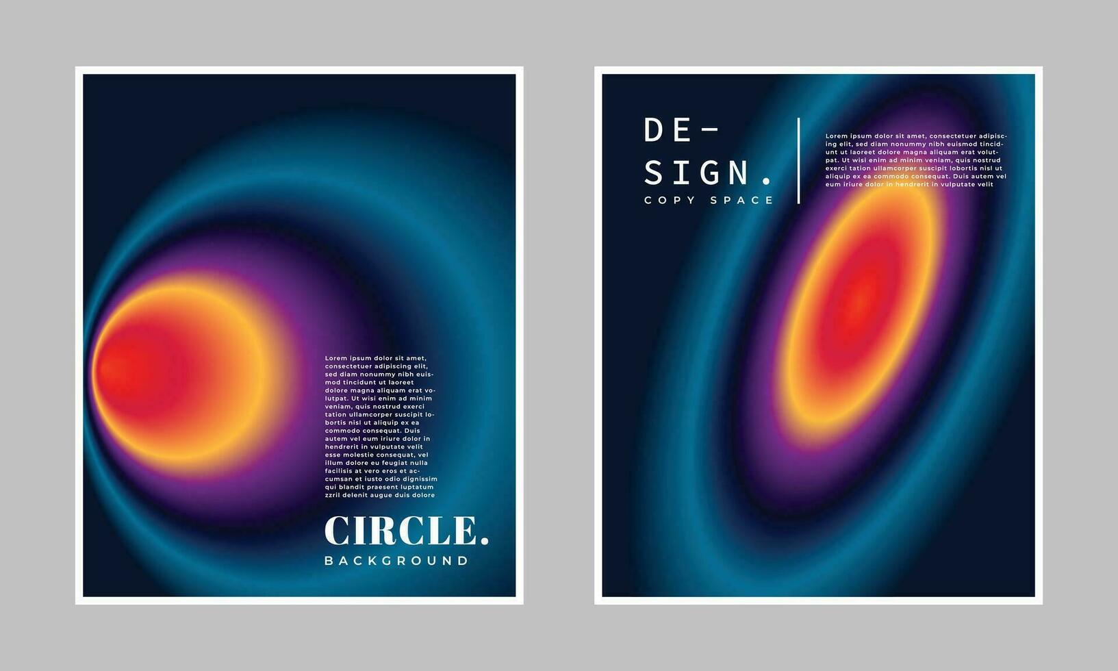 Colorful radial gradient poster or banner design. Circle color gradation background. Vibrant color combination on dark backdrop. Suitable for event, presentation, magazine, or branding graphic element vector
