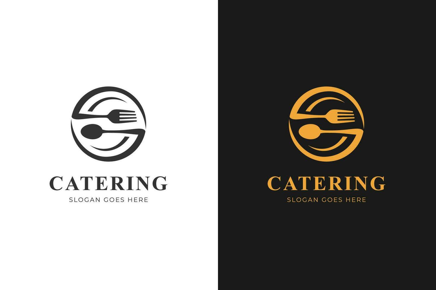 Catering or diner logo icon design with fork and spoon element for restaurant culinary logo symbol vector