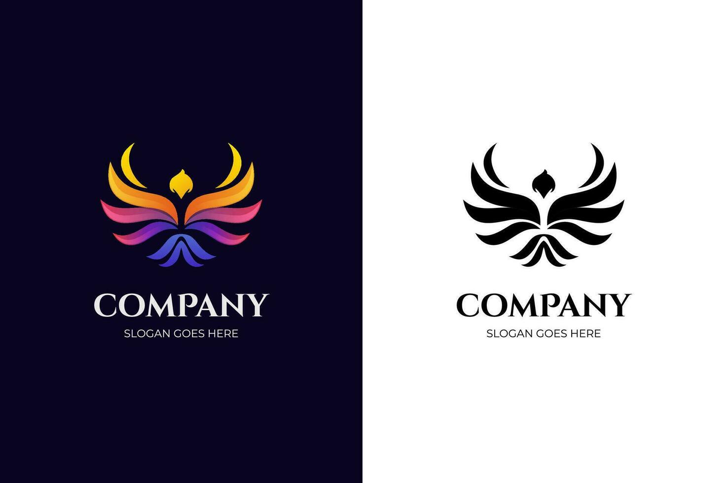 awesome phoenix gradient logo illustration two version vector