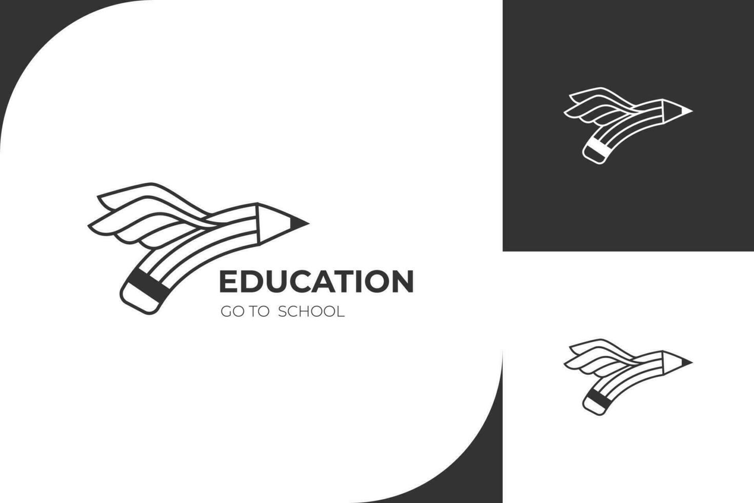 simple education logo design with pen, pencil wings icon design concept for academy, graduation icon, go to school element vector