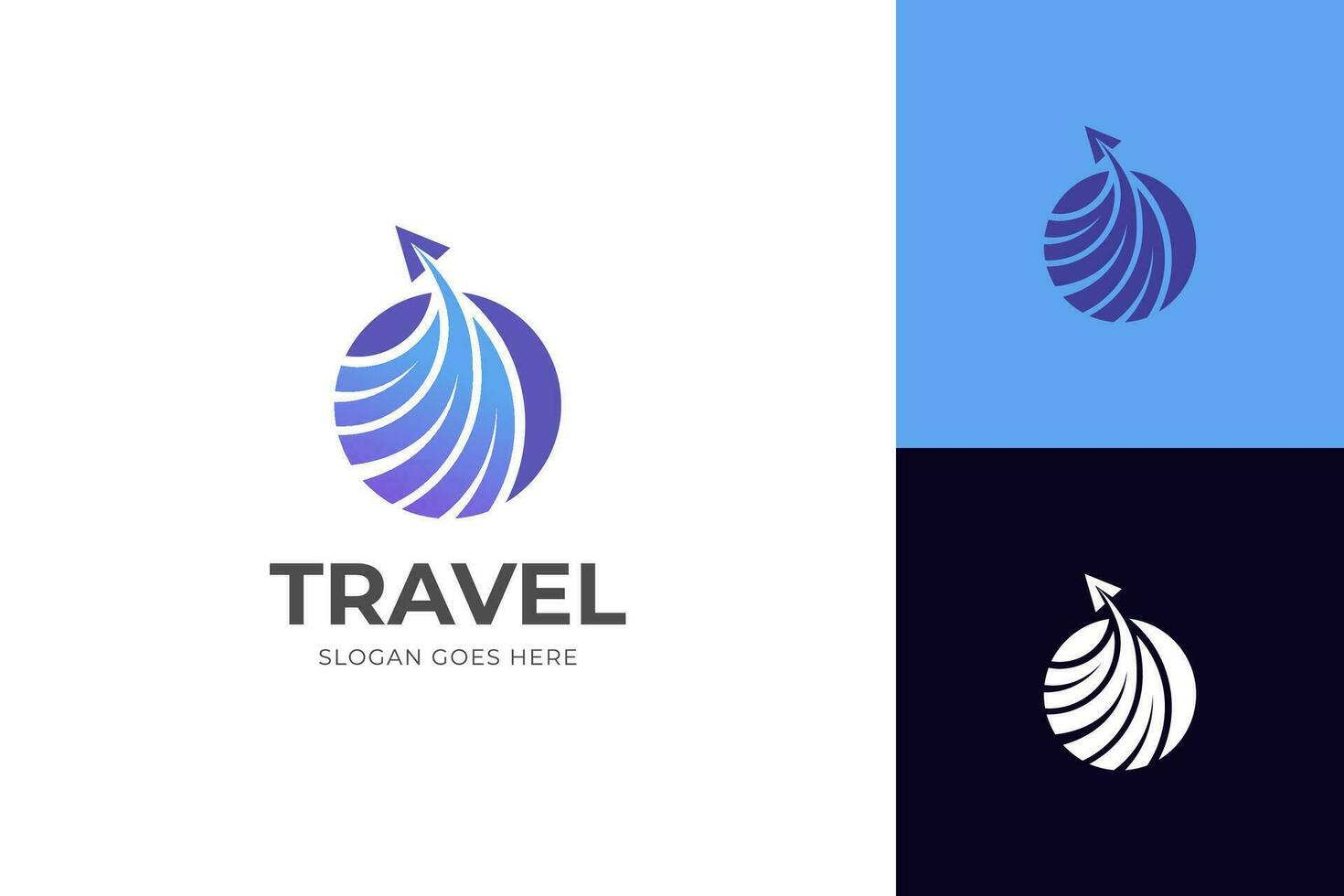 viaje agencia negocio logo con mundo avión. para transporte, logística entrega logo icono diseño vector