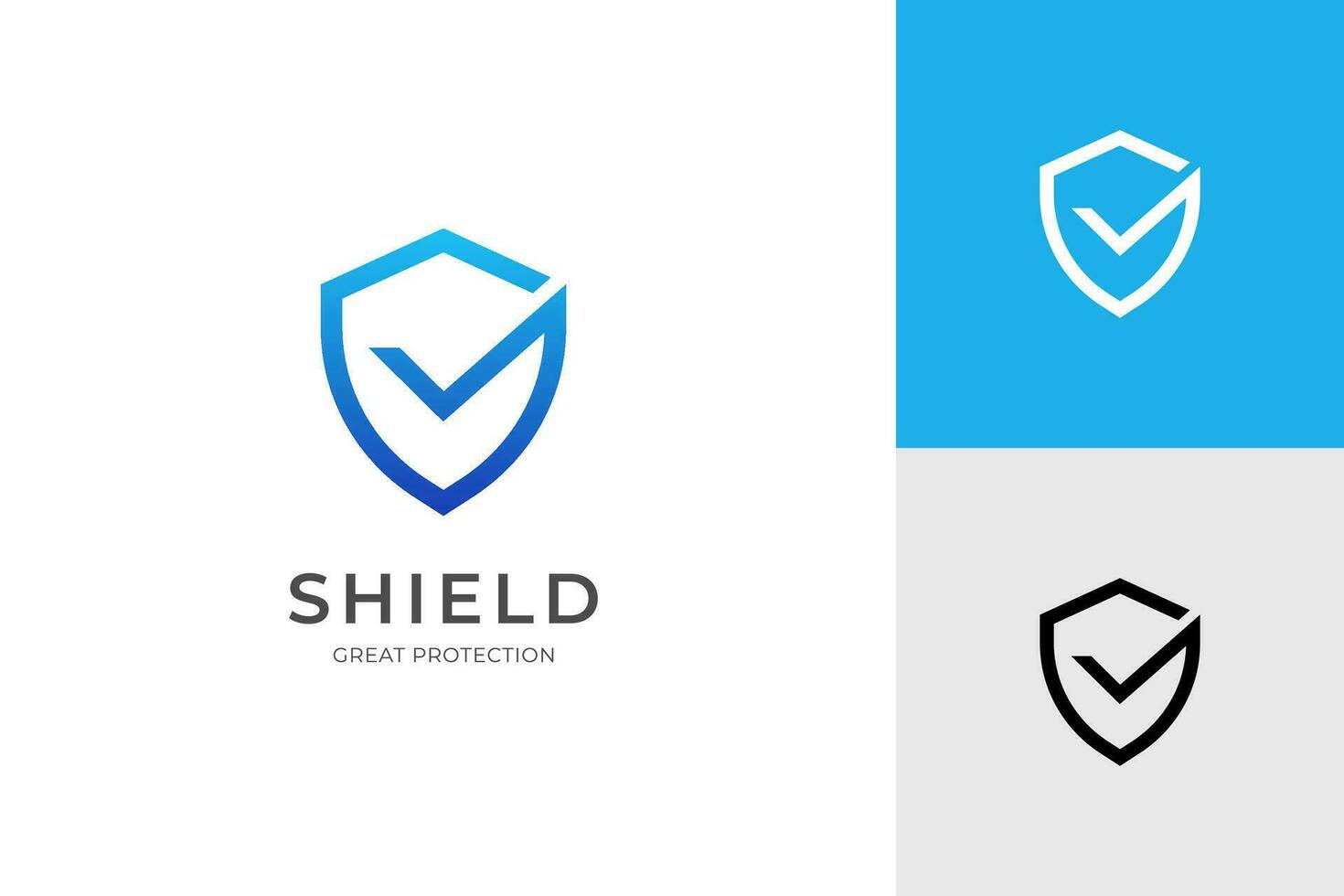 Shield check logo icon design, vector element symbol for right or great protection logo template
