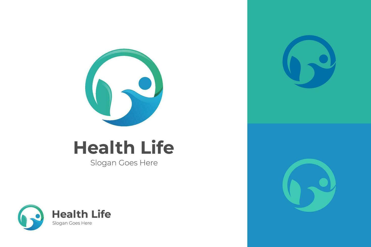 people health life logo icon design. people grow with green leaf icon symbol for health lifestyle logo illustration design element vector