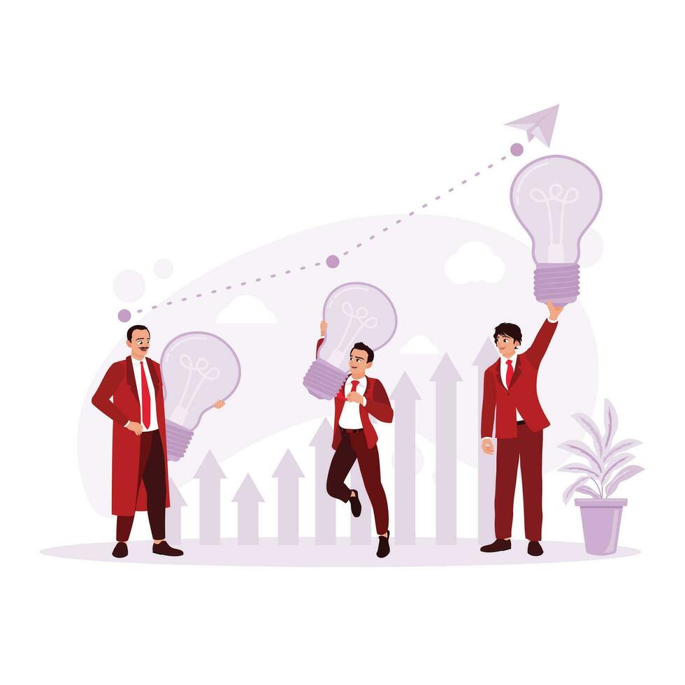 Business people develop themselves with various ideas for success. Business Startup concept. Trend Modern vector flat illustration