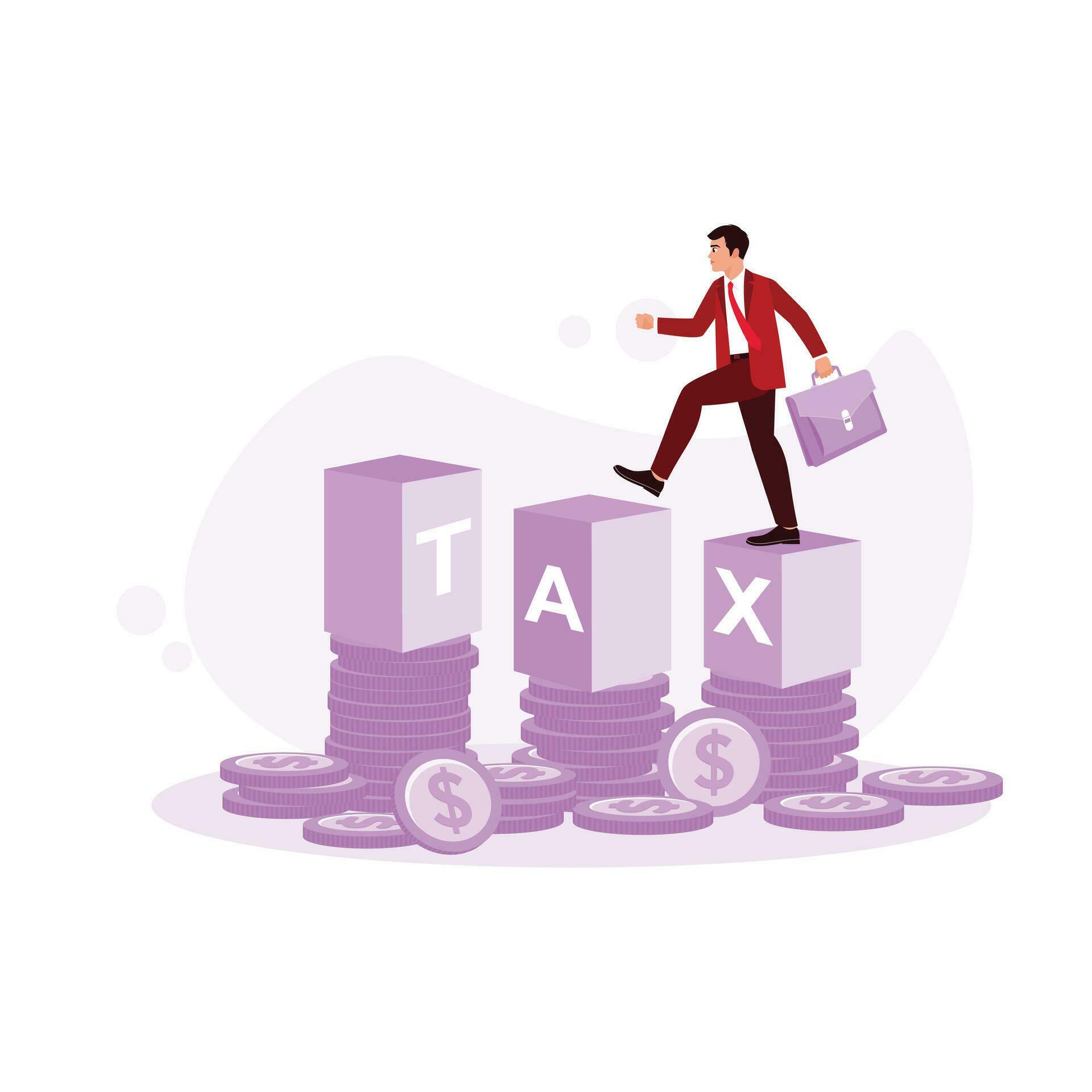 Businessman holding a briefcase and walking on a wooden block with the