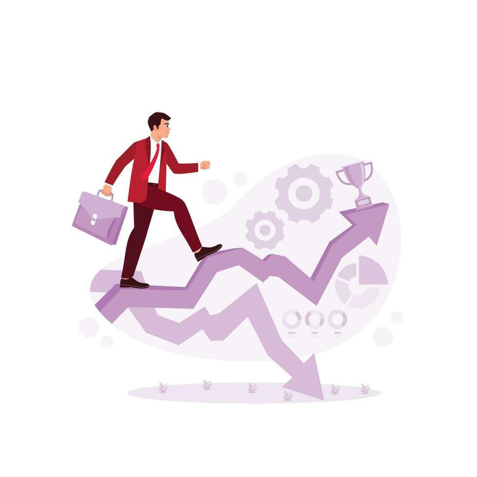 Entrepreneurs choose the right direction for the progress of their business. Trend Modern vector flat illustration