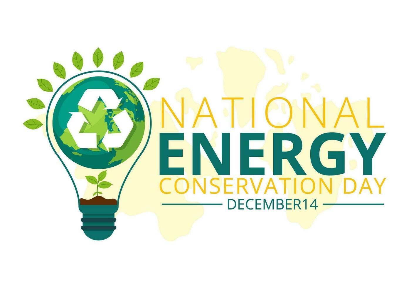 National Energy Conservation Day Vector Illustration on 14 December for Save the Planet and Green Eco Friendly with Lamp and Earth Background Design