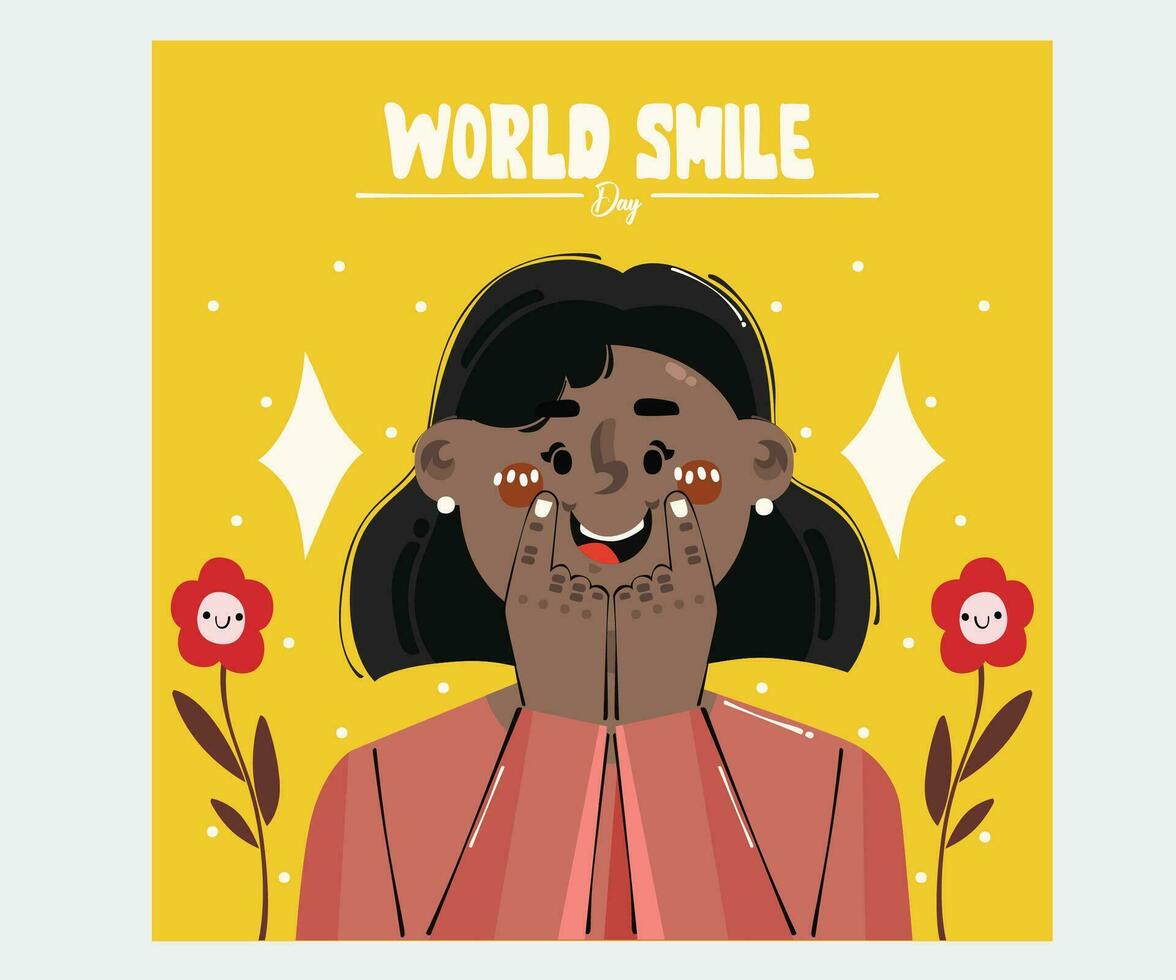 mano dibujado mundo sonrisa día ilustración vector