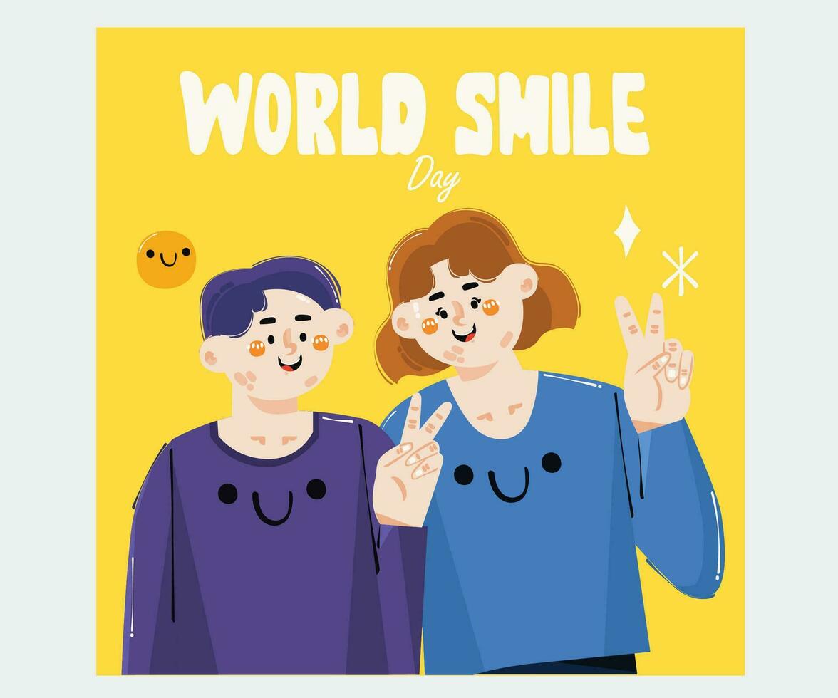 mano dibujado mundo sonrisa día celebracion vector