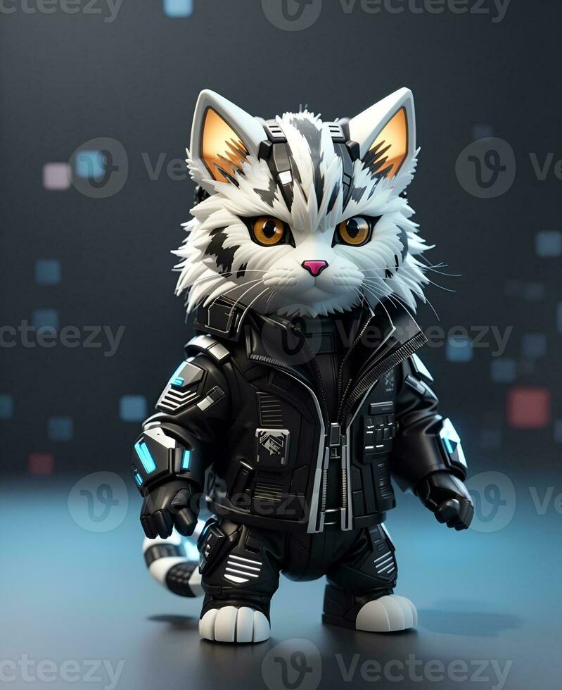 Cat warriors wear jackets, AI generated photo