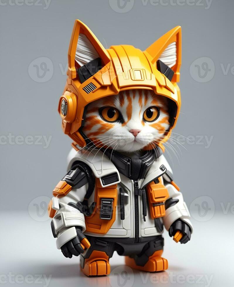 Cat warriors wear jackets, AI generated photo