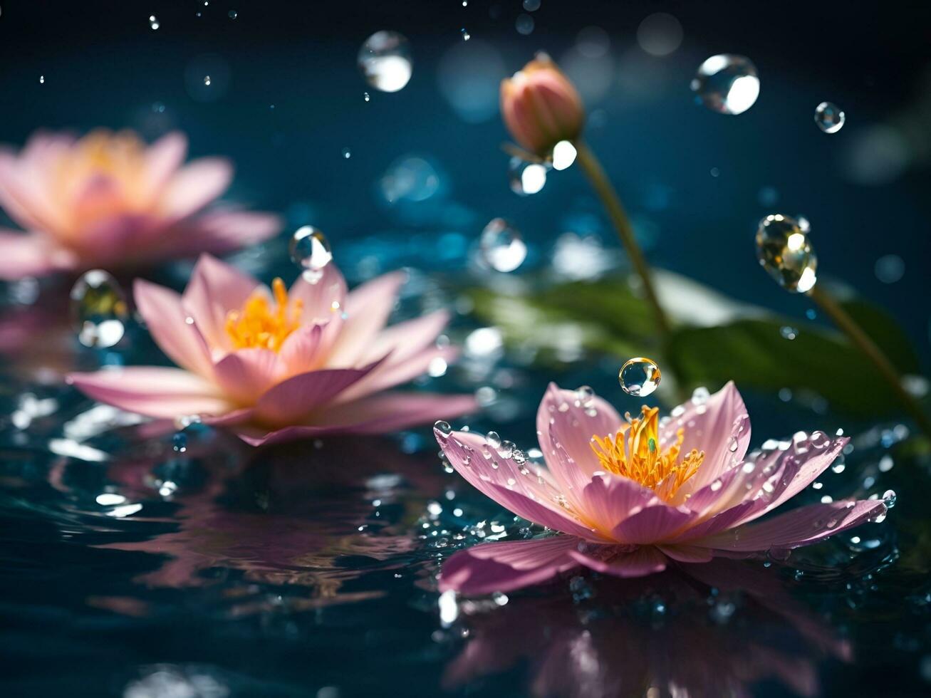 flowers on water that are not fresh, AI generated photo