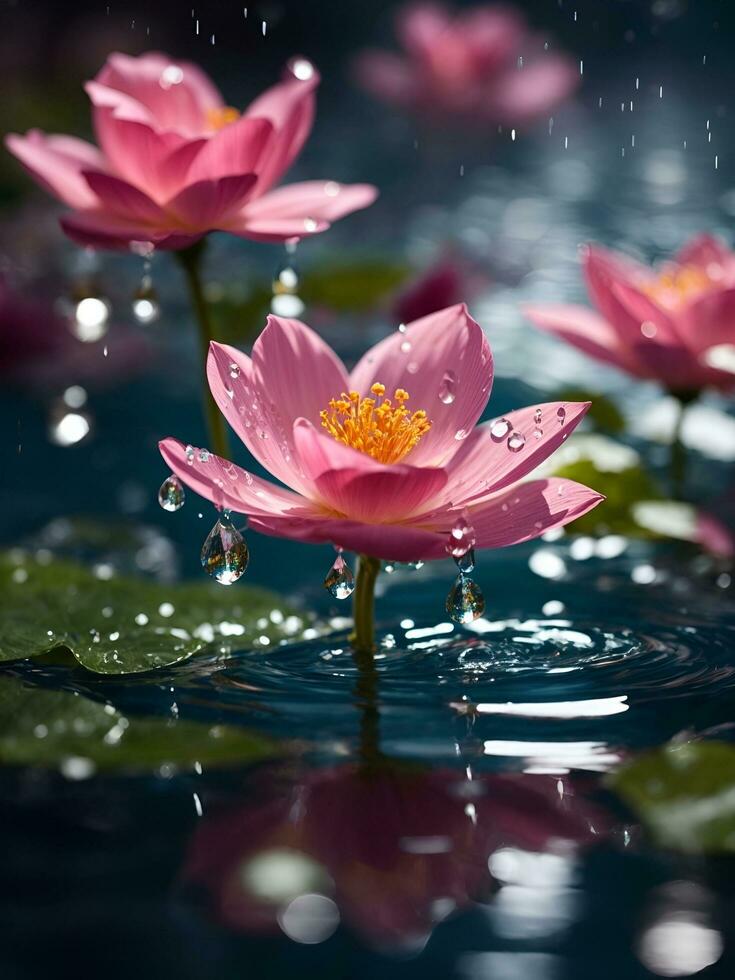 flowers on water that are not fresh, AI generated photo