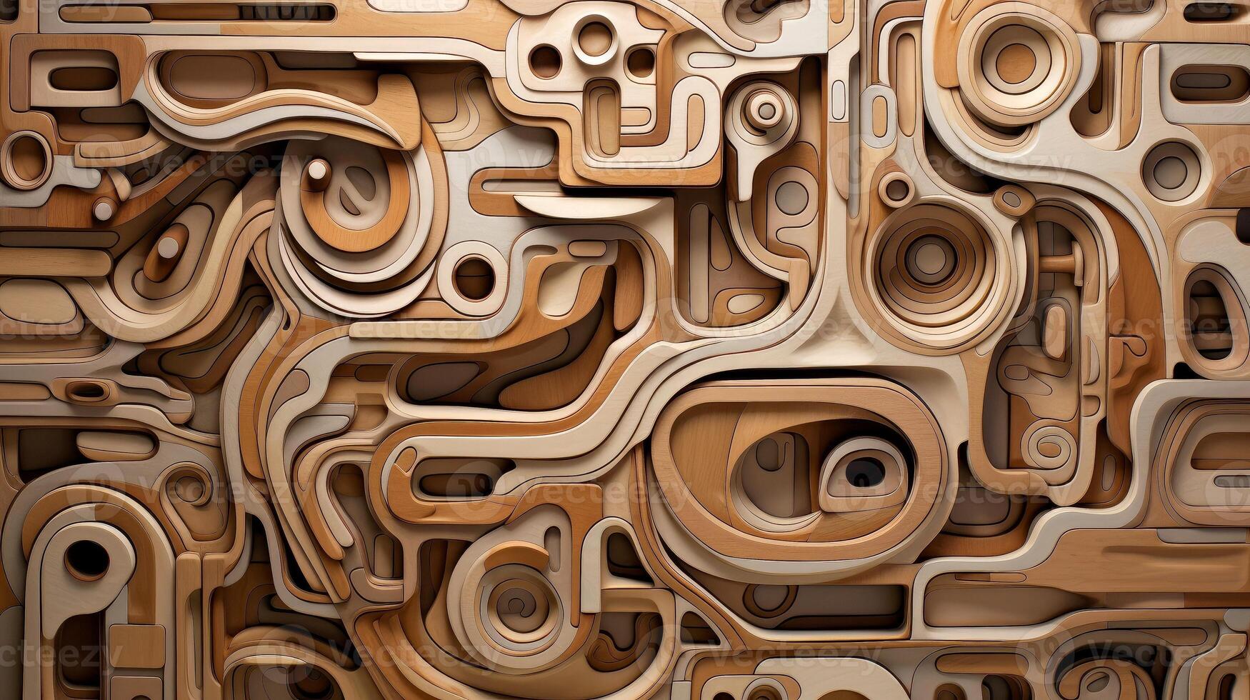 Wood marquetry wall parquet, abstract pattern background, Generative AI illustration photo
