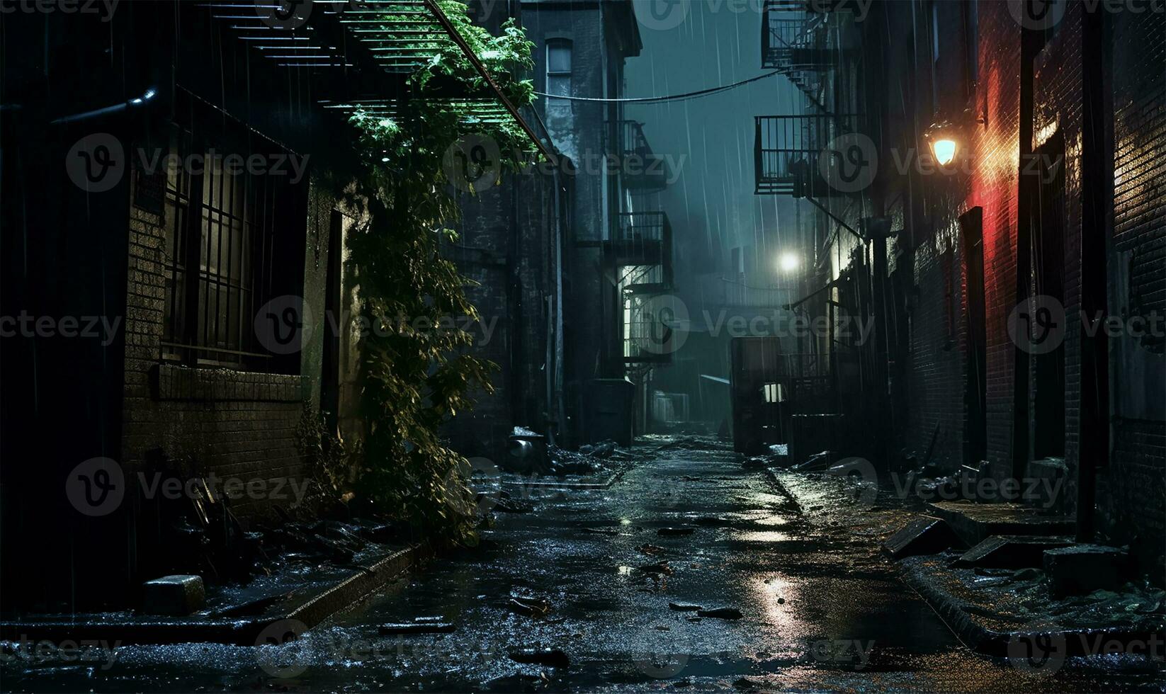 back street with old city houses. AI Generated photo