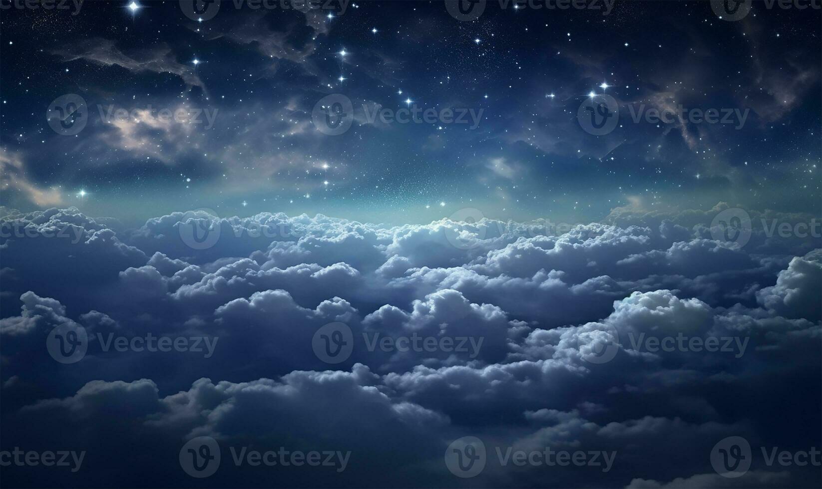 A night sky filled with clouds and stars. AI Generated photo