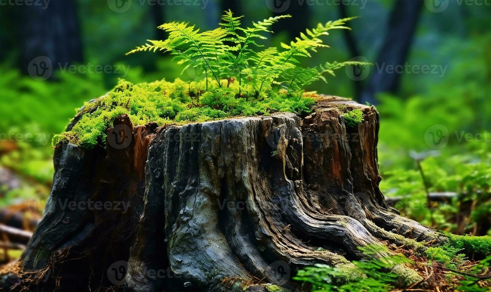 joven árbol brotante desde el corazón de un Envejecido. ai generado foto