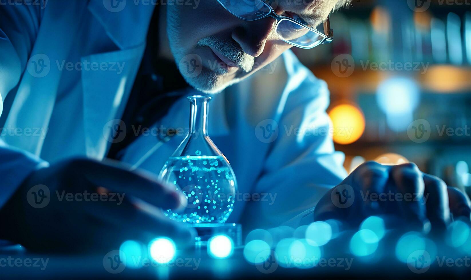 Closeup of a scientist in a laboratory. AI Generated photo