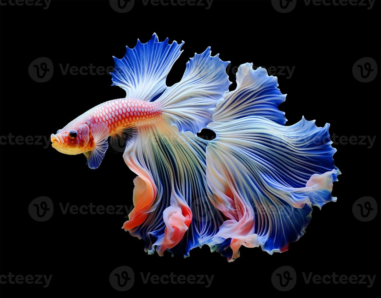 striking Siamese fighting fish, its tail and fins resembling intricate flower petals. AI Generated photo