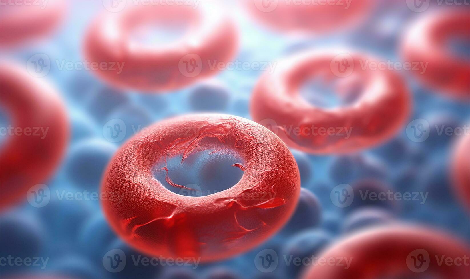 scientific illustration, Red blood cells as viewed under a microscope. AI Generated photo