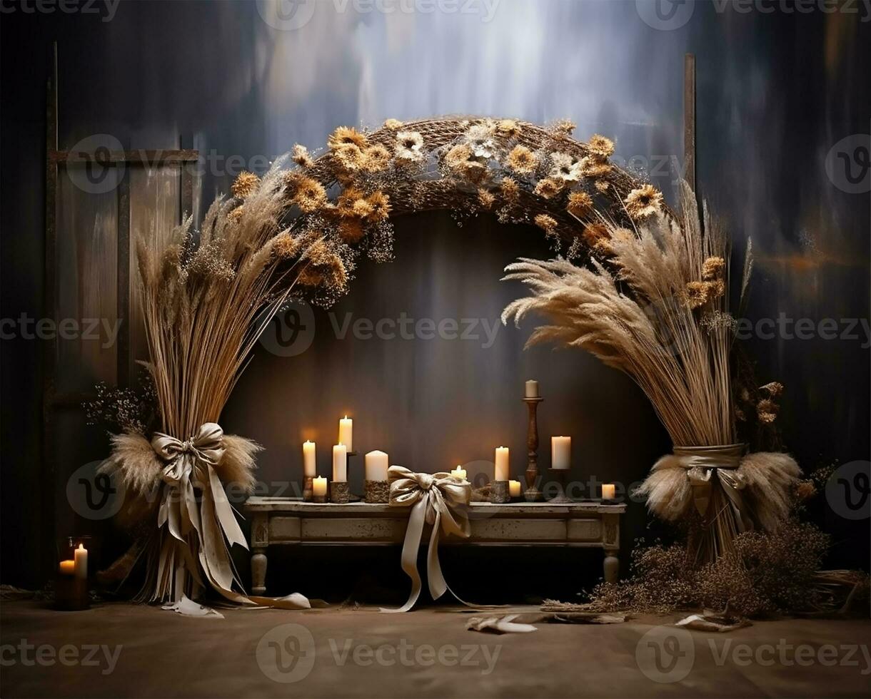 ethnic bow crafted from rustic wooden sticks. AI Generated photo