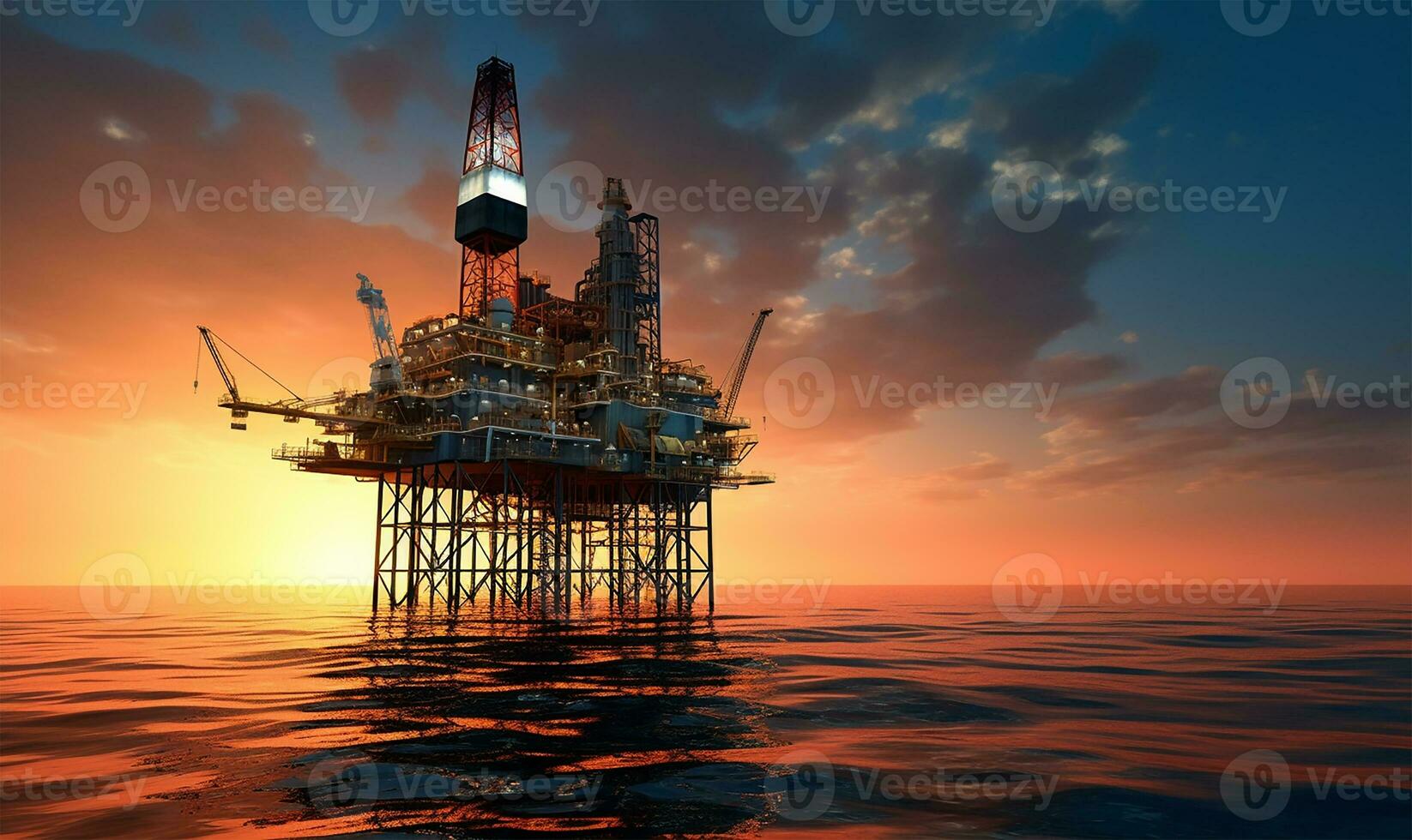 oil platform situated in the ocean. AI Generated photo