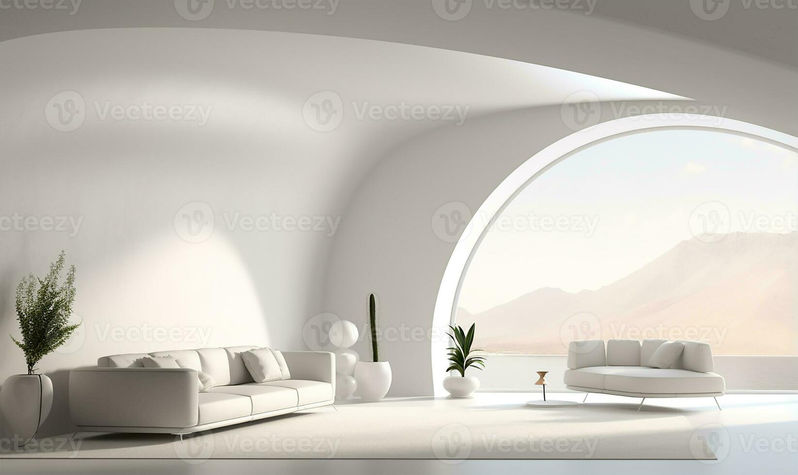 white open space interior with minimalistic design elements. AI Generated photo