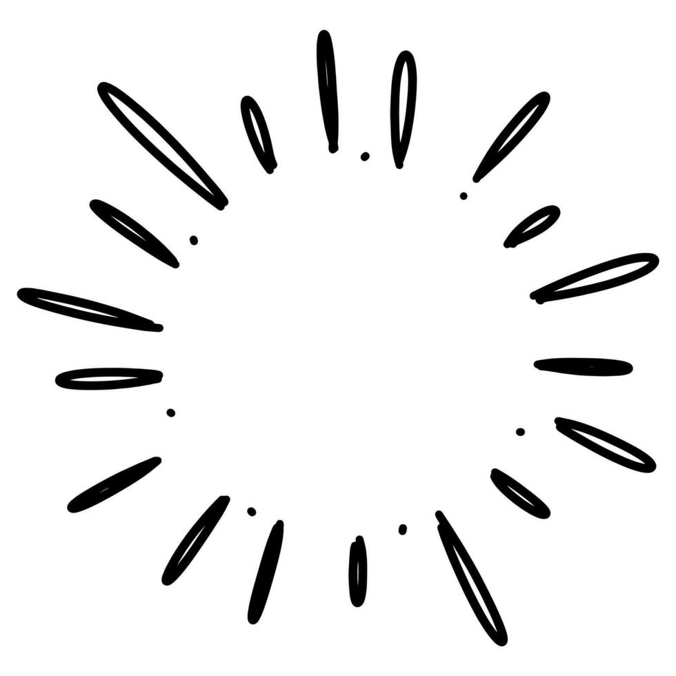 Doodle sketch style of Starburst, sunburst,  Element Fireworks Black Rays. Comic explosion effect. Radiating, radial lines. cartoon hand drawn illustration for concept design. vector