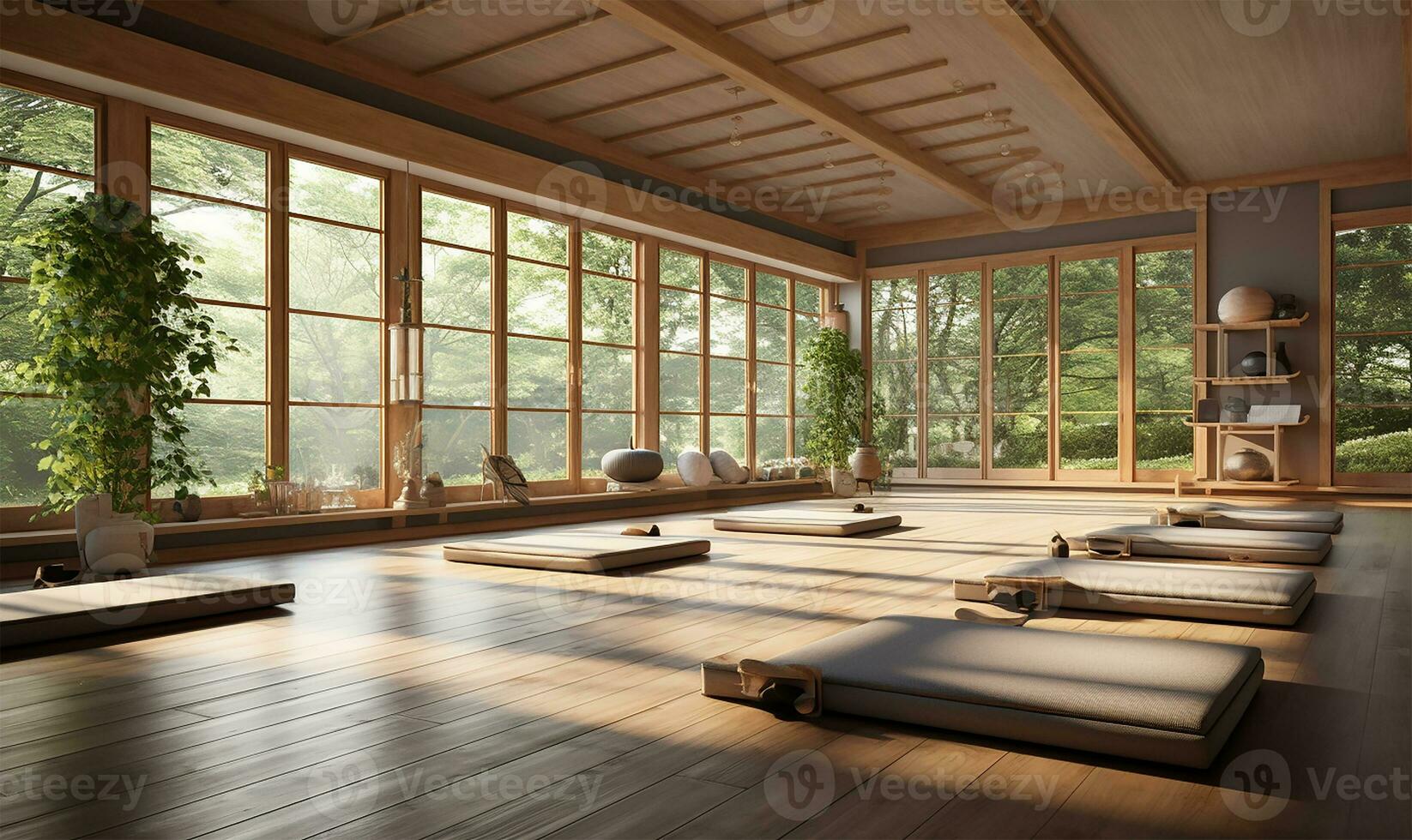 A tranquil yoga gym. AI Generated photo