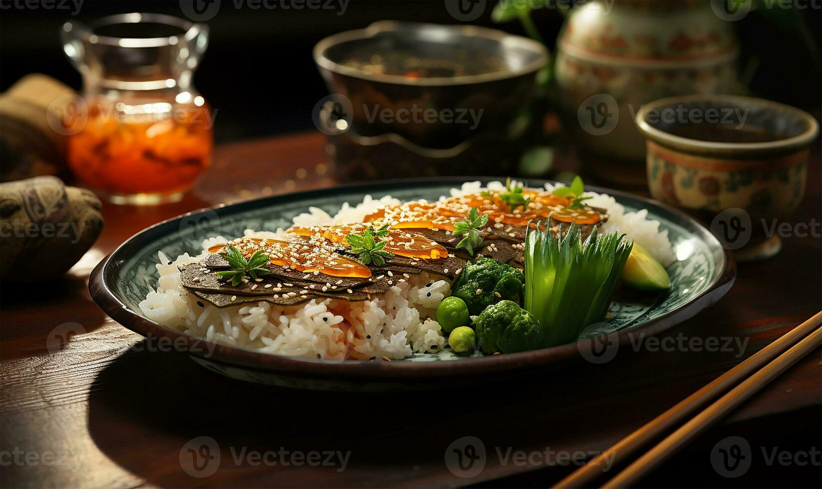meticulously crafted tuna and green bean maki. AI Generated photo