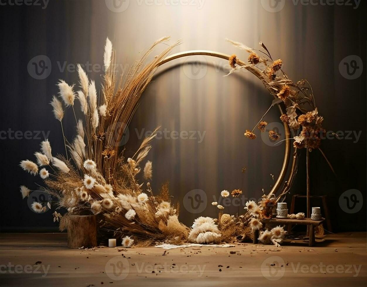 ethnic bow crafted from rustic wooden sticks. AI Generated photo