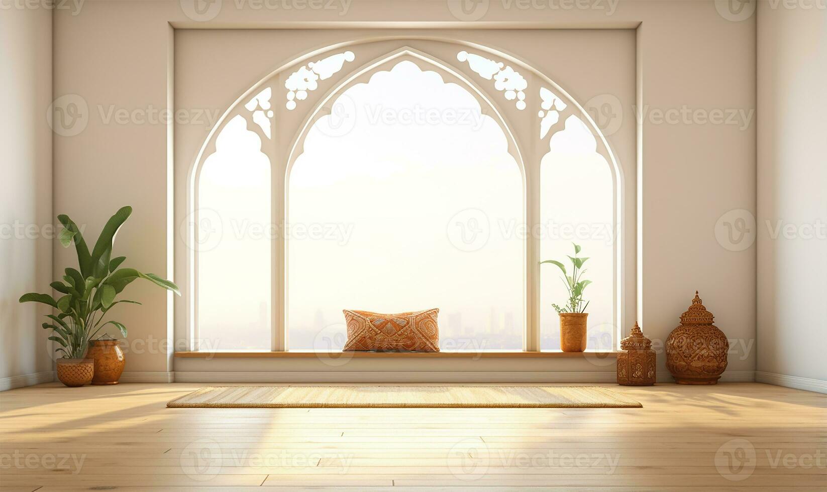 A serene empty room inspired by Boho aesthetics. AI Generated photo