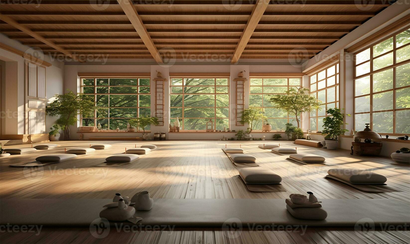 A tranquil yoga gym. AI Generated photo