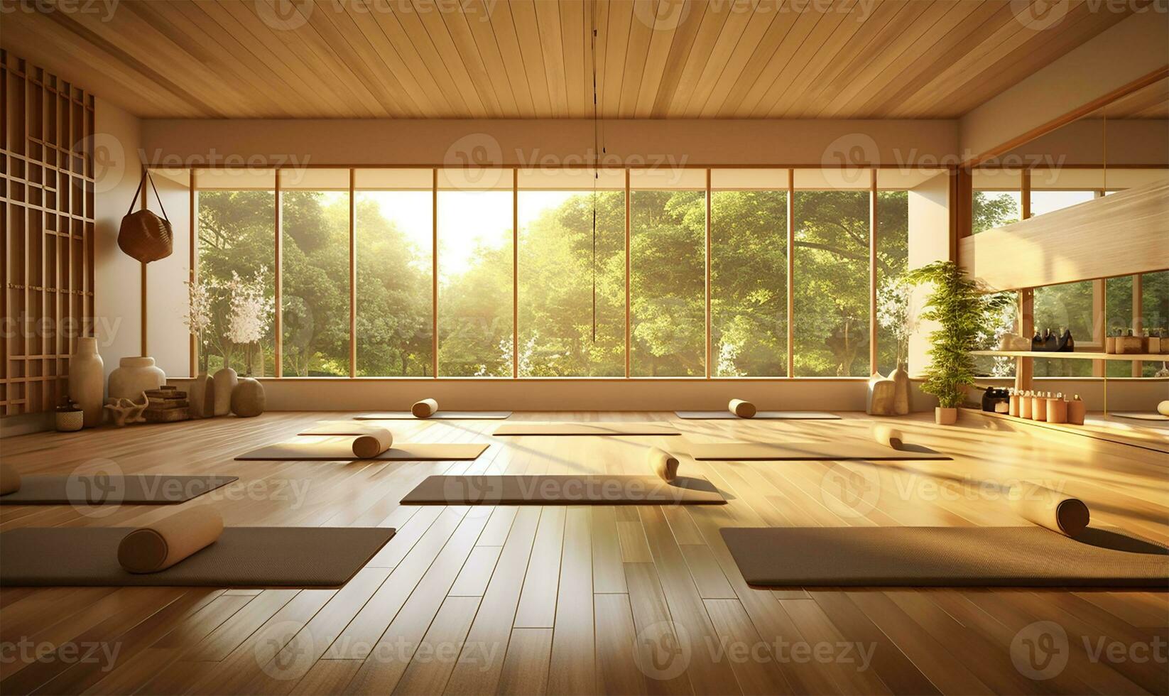 A tranquil yoga gym. AI Generated photo