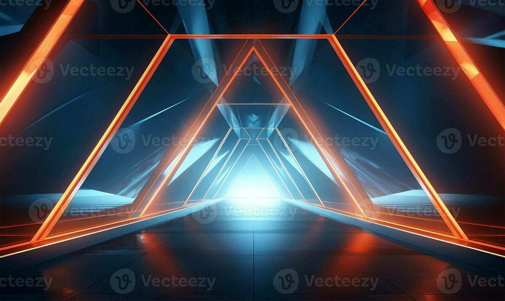 abstract triangle-shaped spaceship corridor. AI Generated photo