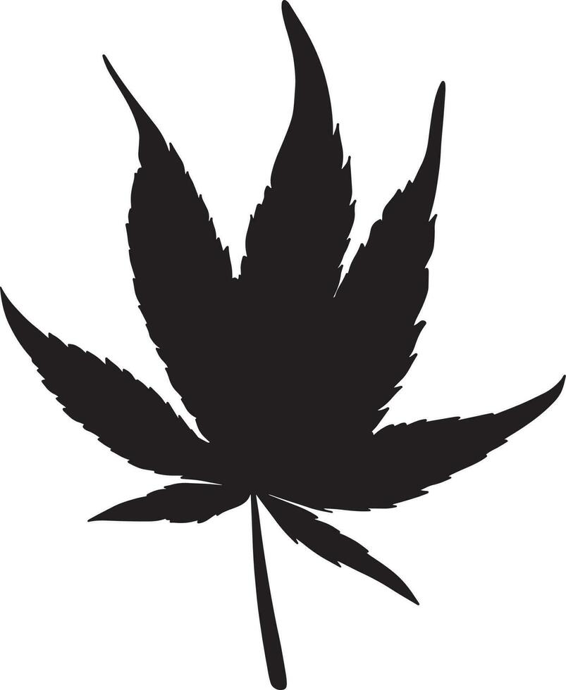 Black cannabis leaf vector