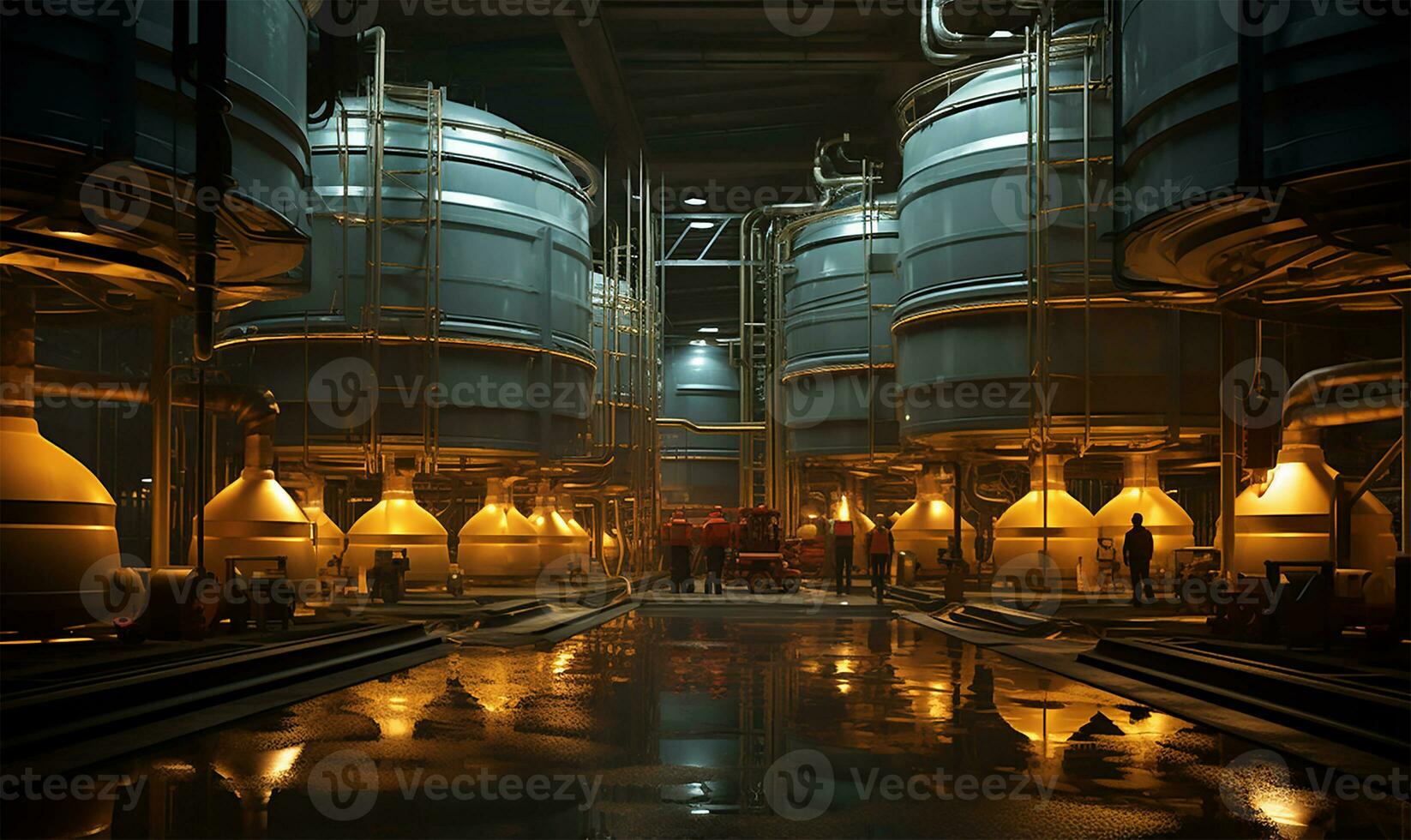Large storage tanks and silos filled with raw materials. AI Generated photo