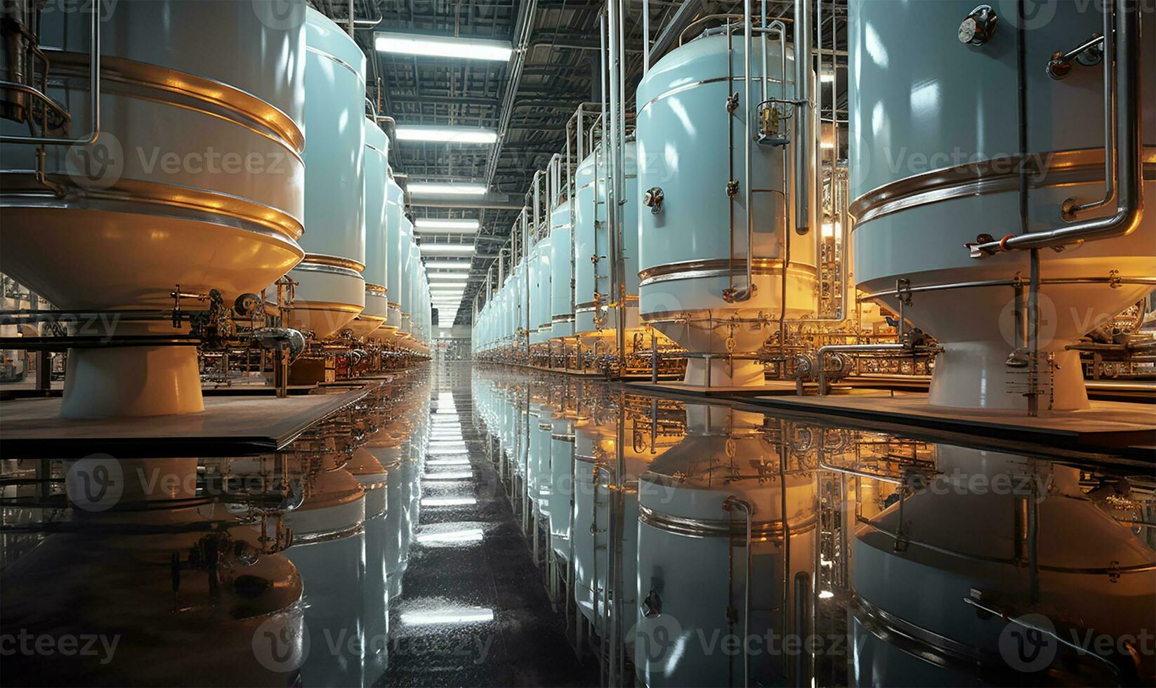 Large storage tanks and silos filled with raw materials. AI Generated photo